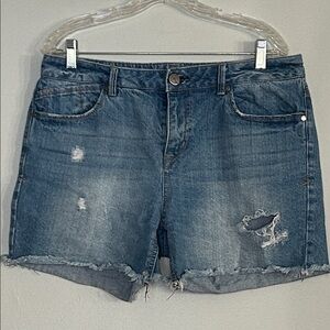 1822 Denim Blue Distressed Jean Shorts